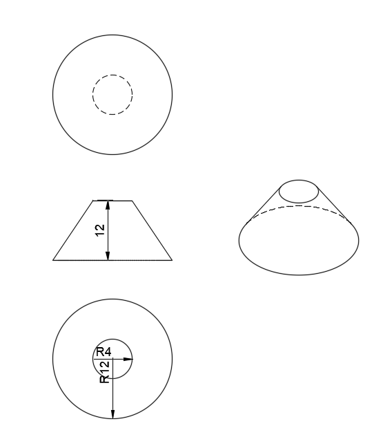 Flattened Cone 2D drawing