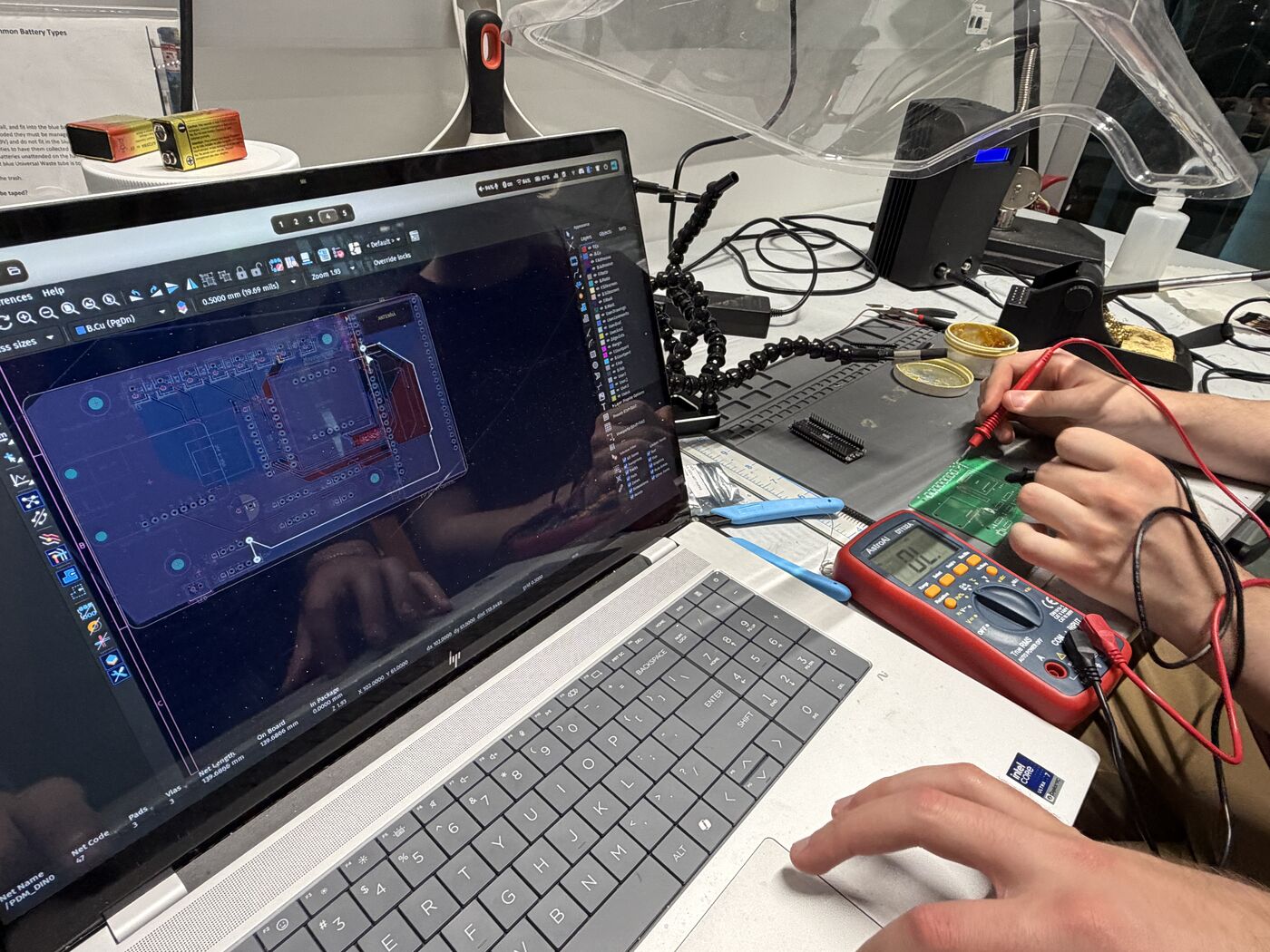 Checking each net against the layout in KiCad